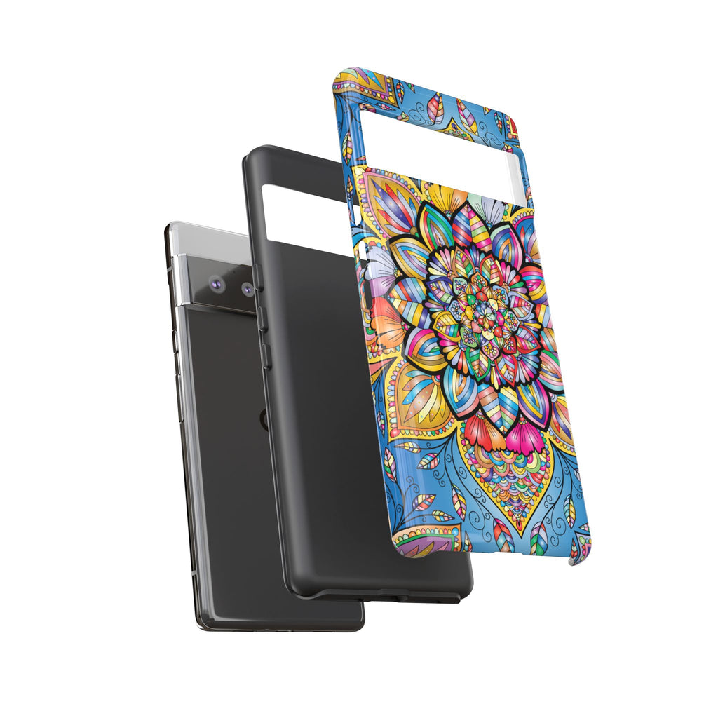 Vibrant Floral Phone Case, Tough Phone Cover, Colorful Mobile Accessory, Artistic Gift, Mandala Design, Everyday Use