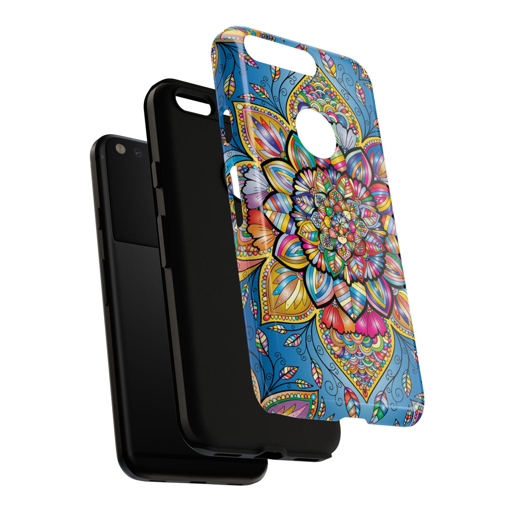Vibrant Floral Phone Case, Tough Phone Cover, Colorful Mobile Accessory, Artistic Gift, Mandala Design, Everyday Use