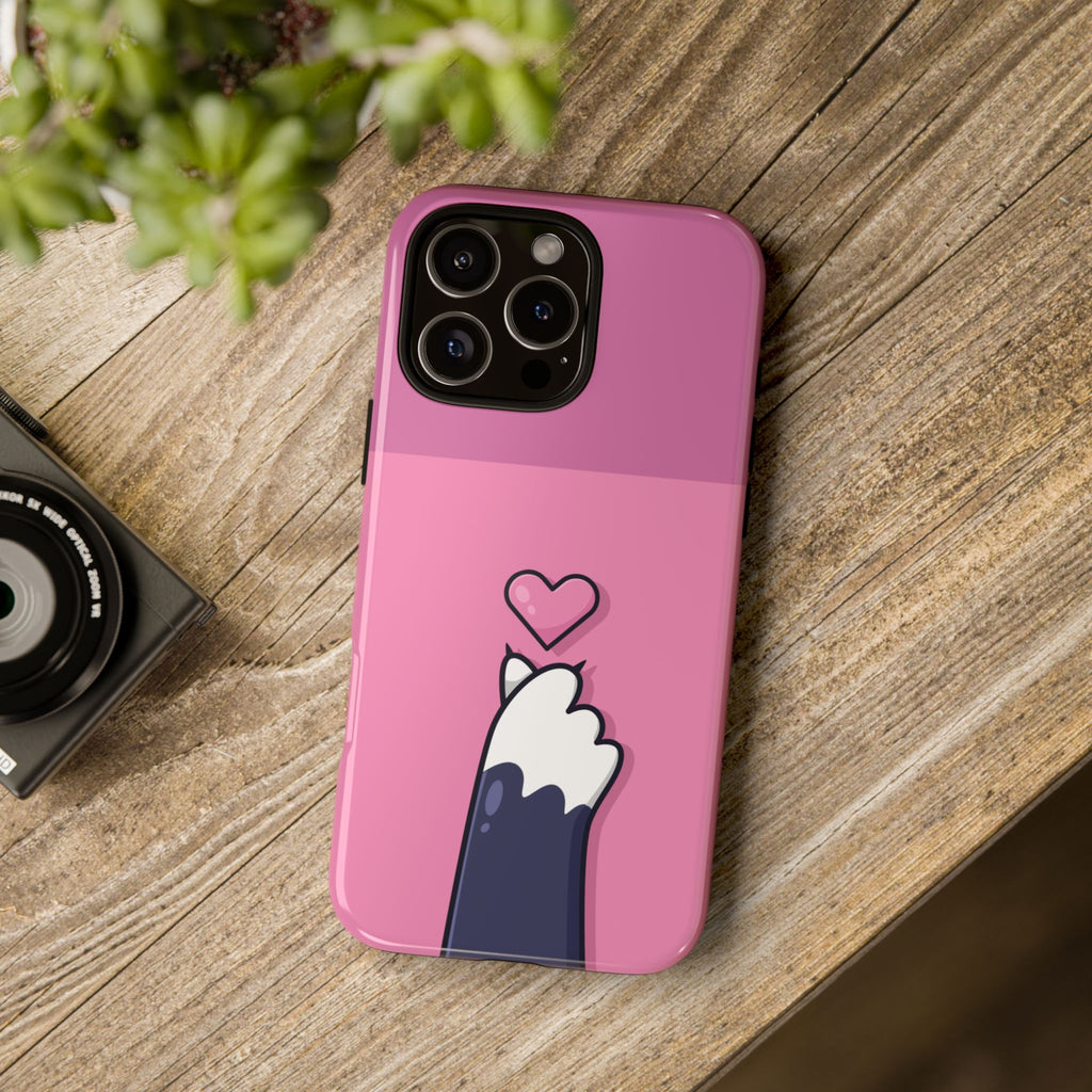 Cute Cat Paw Phone Case, Playful Pet Lover Gift, Animal Print Phone Cover, Heart Design Case, Fun Feminine Case, Kawaii Style
