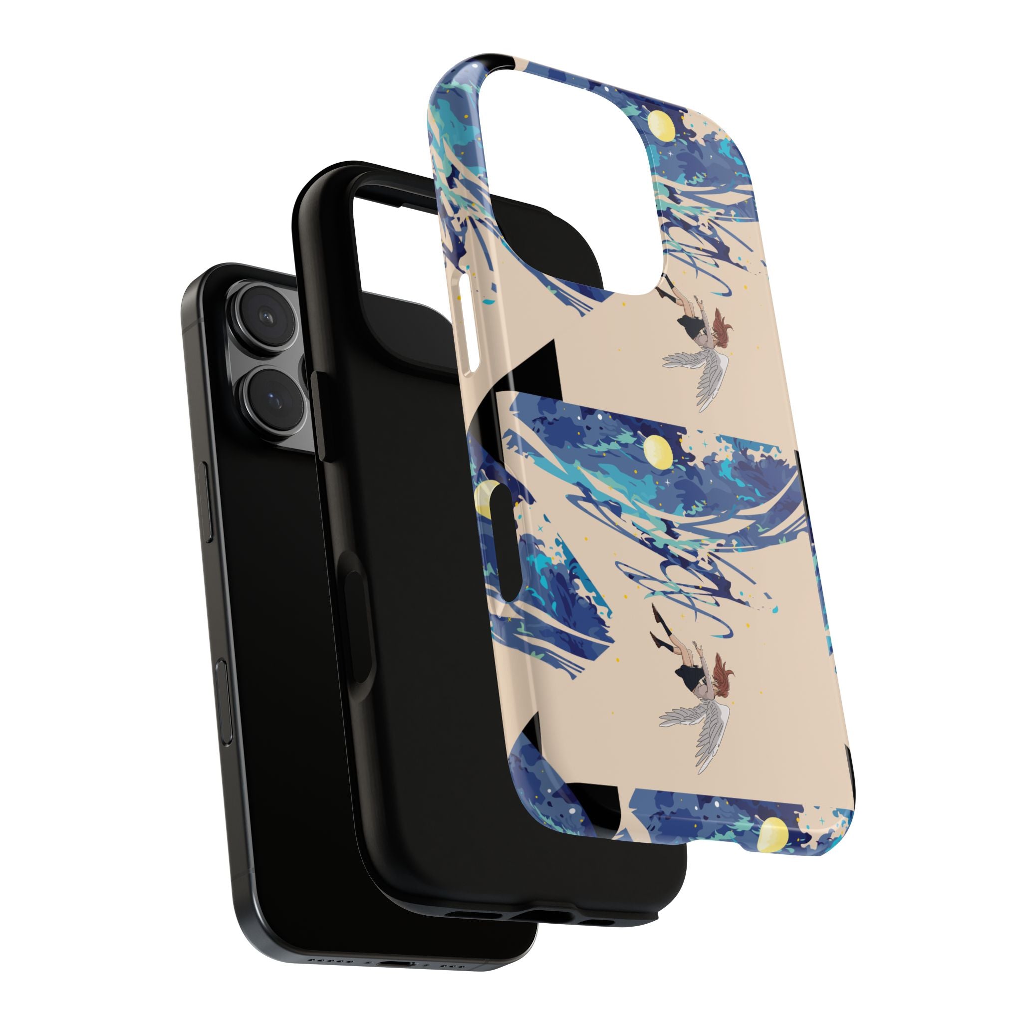 Artistic Phone Case with Abstract Design, Vivid Blue Waves and Fish, Stylish Phone Accessory, Unique Gift Idea, Trendy Tech Decor, [...]