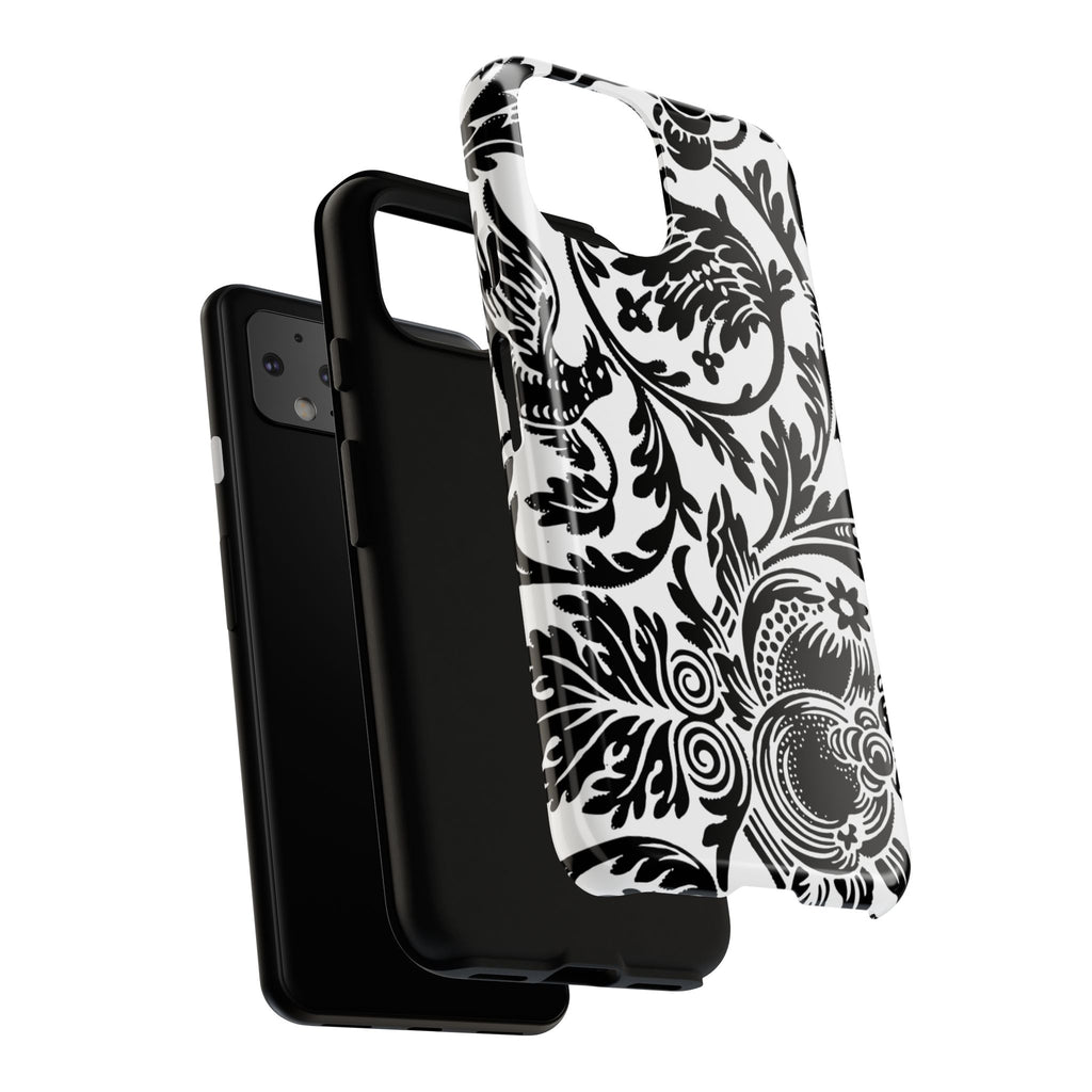 Elegant Black Floral Phone Case, Tough Cases, Stylish Phone Protection, Gift for Her, Floral Design, Trendy Accessories
