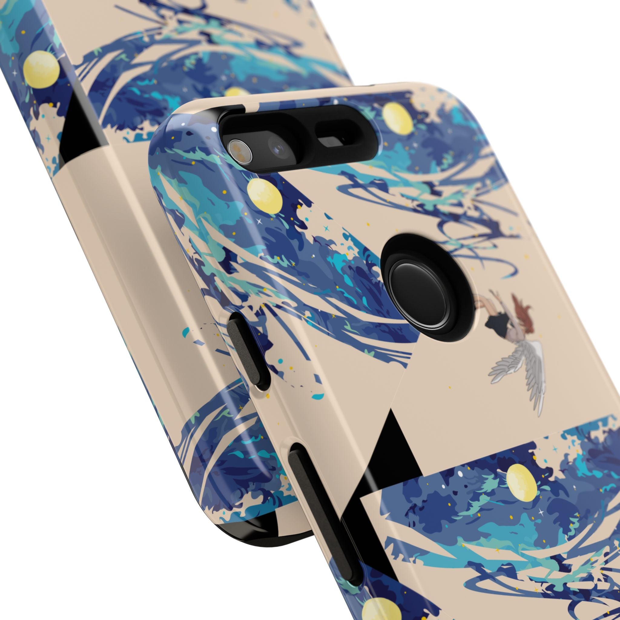 Artistic Phone Case with Abstract Design, Vivid Blue Waves and Fish, Stylish Phone Accessory, Unique Gift Idea, Trendy Tech Decor, [...]