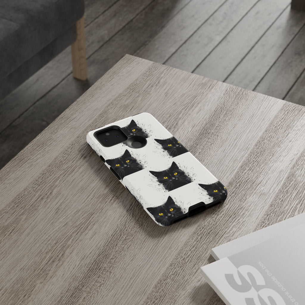 Black Cat Phone Case, Tough Cases, Cat Lover Gift, Unique Design, Halloween, Animal Accessories, Custom Phone Cover
