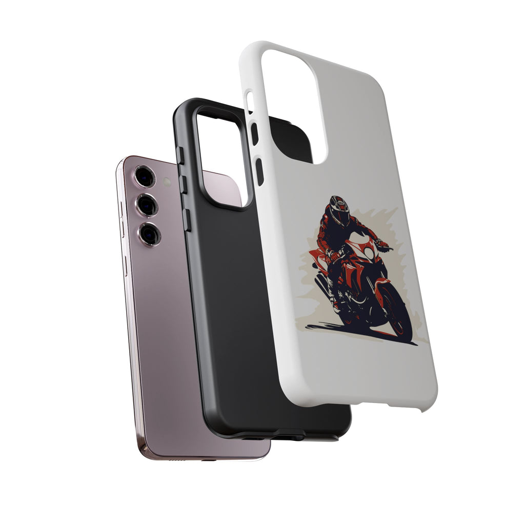 Motorcycle Phone Case, Tough Cases for Riders, Biker Accessory, Gifts for Motorcyclists, Red Bike Design