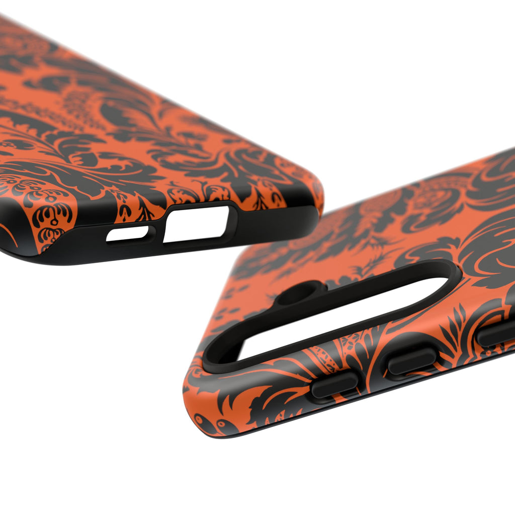 Elegant Phone Case with Orange Floral Design | Tough Cases, Smartphone Cover, Gift for Her, Floral Patterns, Stylish Accessories