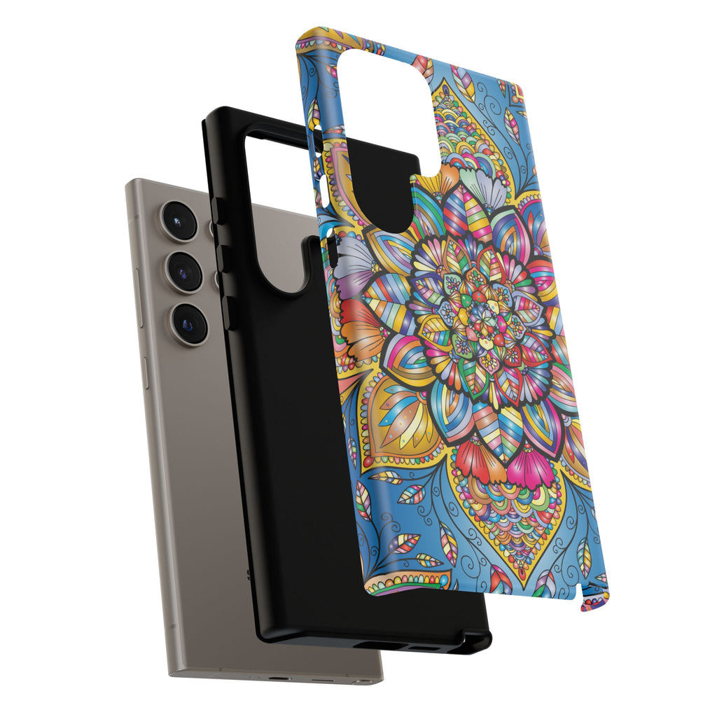 Vibrant Floral Phone Case, Tough Phone Cover, Colorful Mobile Accessory, Artistic Gift, Mandala Design, Everyday Use