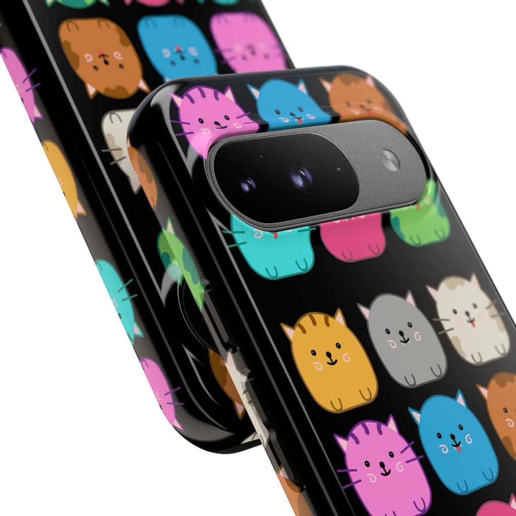 Cute Cat Phone Case, Kawaii Animal Lover Gift, Tough Phone Cover for Kids and Adults, Fun Cat Designs for Birthdays, Pet Lovers