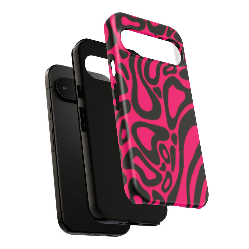 Bold Pink Patterned Phone Case, Stylish Tough Case, Trendy Accessory, Gift for Her, Tech Protection