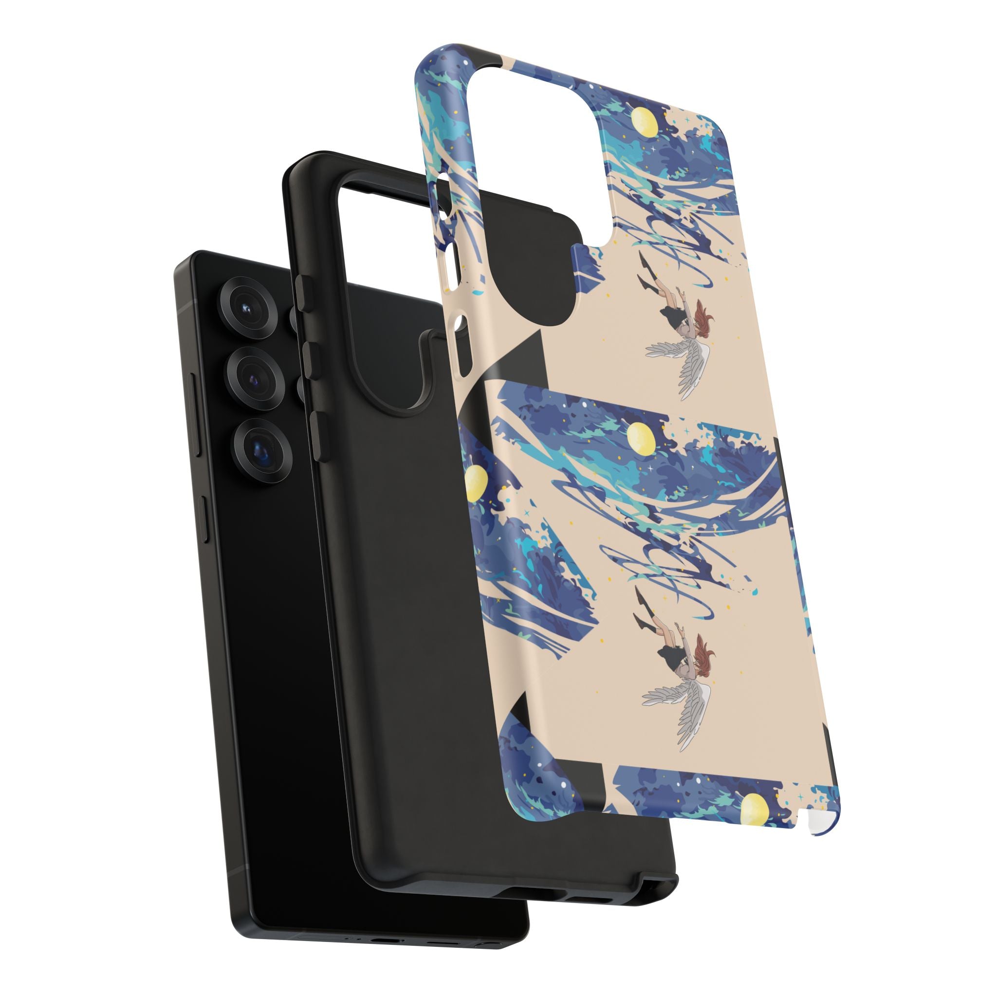 Artistic Phone Case with Abstract Design, Vivid Blue Waves and Fish, Stylish Phone Accessory, Unique Gift Idea, Trendy Tech Decor, [...]