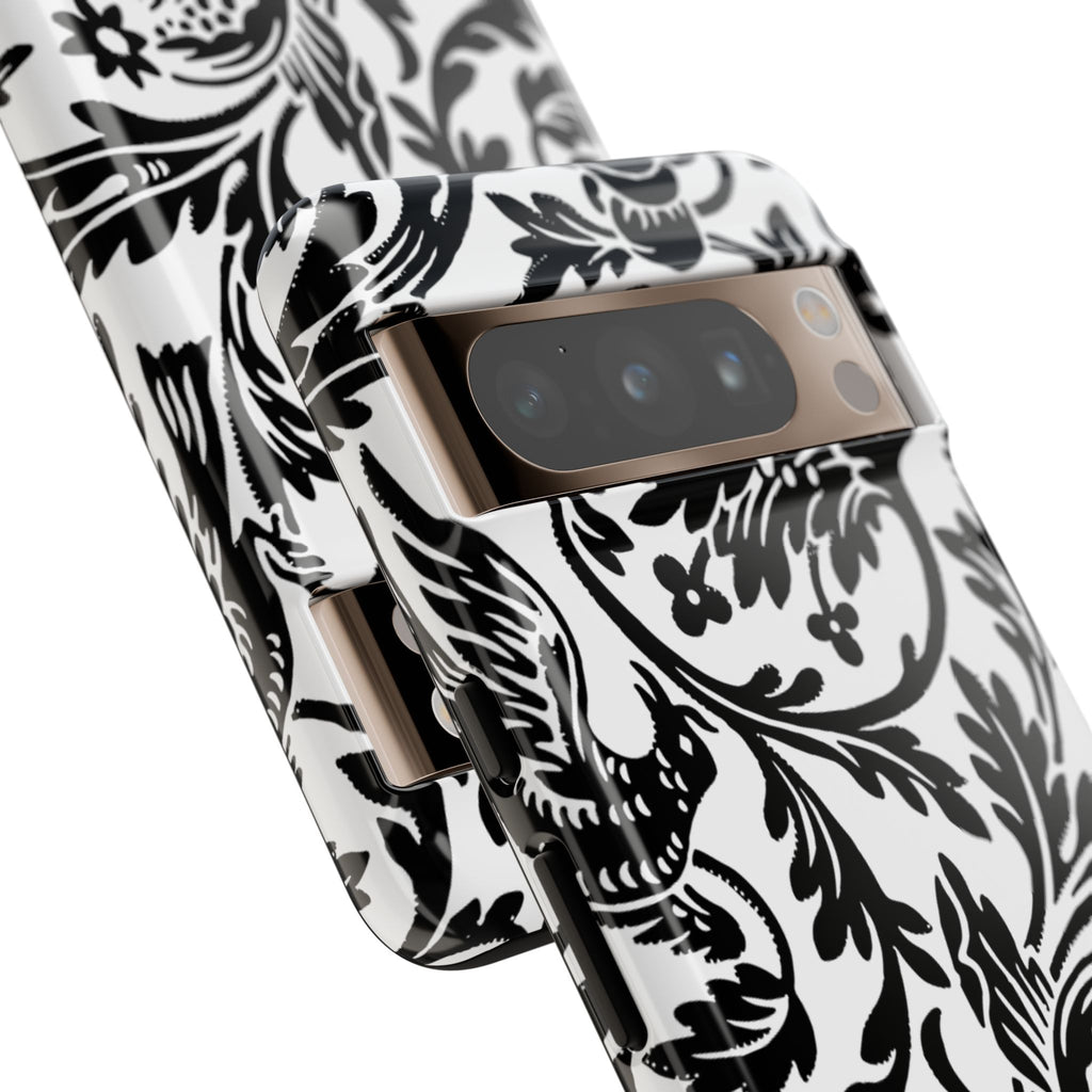 Elegant Black Floral Phone Case, Tough Cases, Stylish Phone Protection, Gift for Her, Floral Design, Trendy Accessories