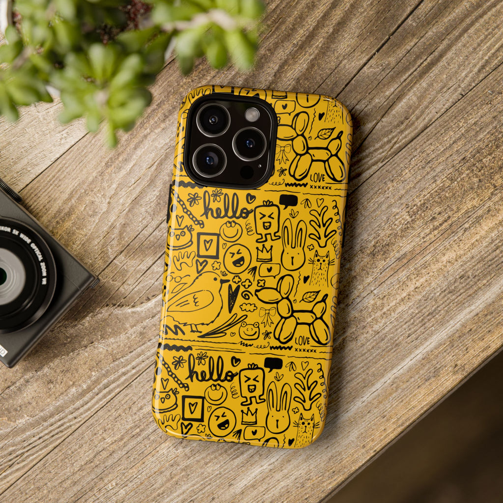 Vibrant Phone Case, Cute Yellow Floral iPhone Cover, Stylish Tough Case, Fun Phone Accessory, Perfect Gift for Teens