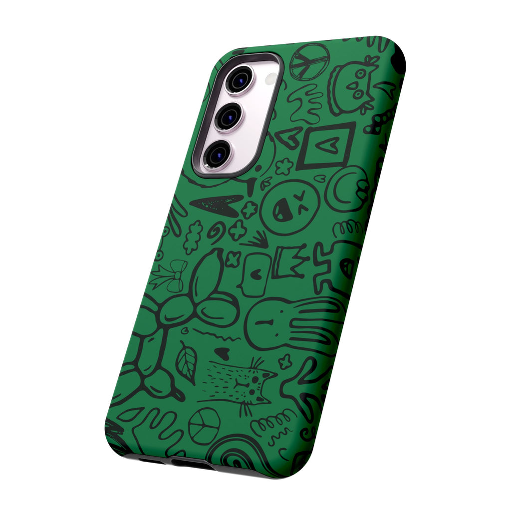 Playful Phone Case, Vibrant Green Tough Case, Quirky Graphic Design, Unique Gift for Kids, Fun Accessories, Christmas, Birthday