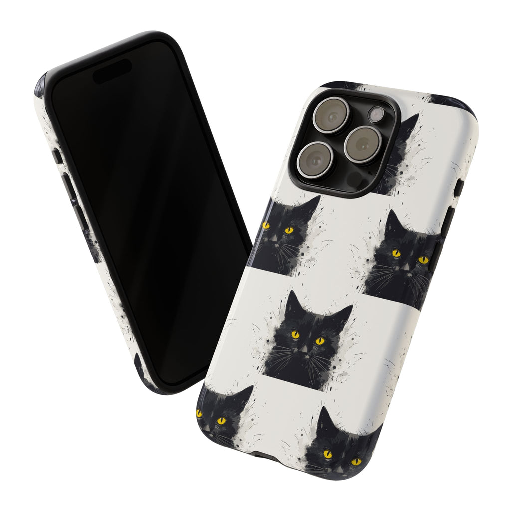 Black Cat Phone Case, Tough Cases, Cat Lover Gift, Unique Design, Halloween, Animal Accessories, Custom Phone Cover