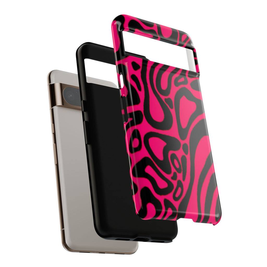 Bold Pink Patterned Phone Case, Stylish Tough Case, Trendy Accessory, Gift for Her, Tech Protection