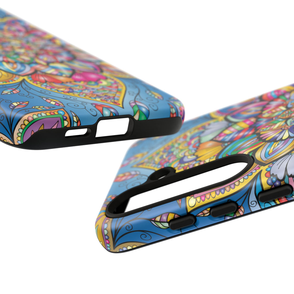 Vibrant Floral Phone Case, Tough Phone Cover, Colorful Mobile Accessory, Artistic Gift, Mandala Design, Everyday Use