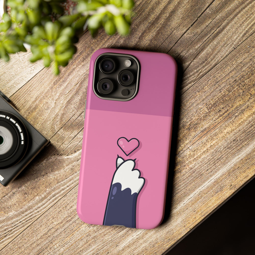 Cute Cat Paw Phone Case, Playful Pet Lover Gift, Animal Print Phone Cover, Heart Design Case, Fun Feminine Case, Kawaii Style