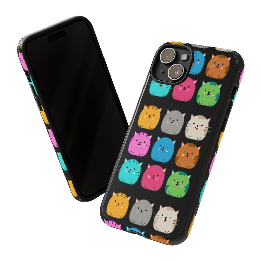 Cute Cat Phone Case, Kawaii Animal Lover Gift, Tough Phone Cover for Kids and Adults, Fun Cat Designs for Birthdays, Pet Lovers