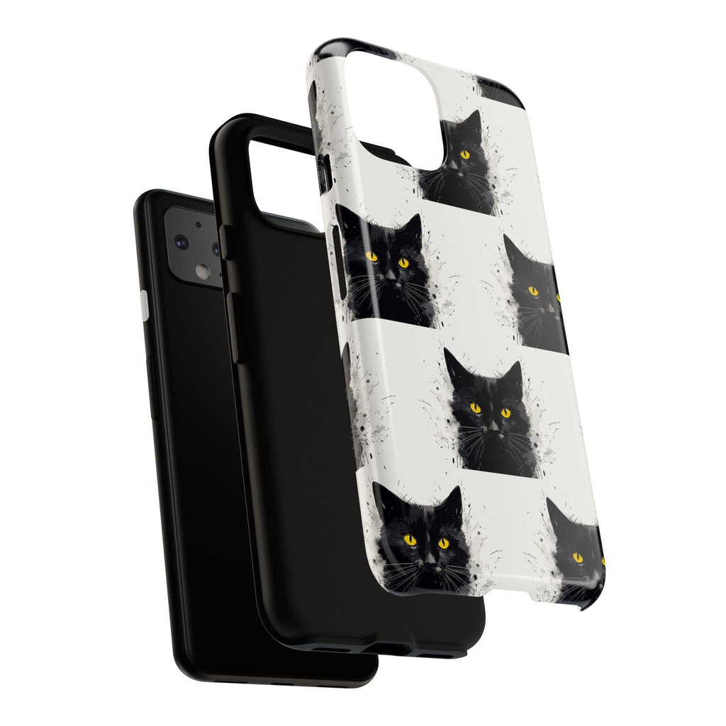 Black Cat Phone Case, Tough Cases, Cat Lover Gift, Unique Design, Halloween, Animal Accessories, Custom Phone Cover