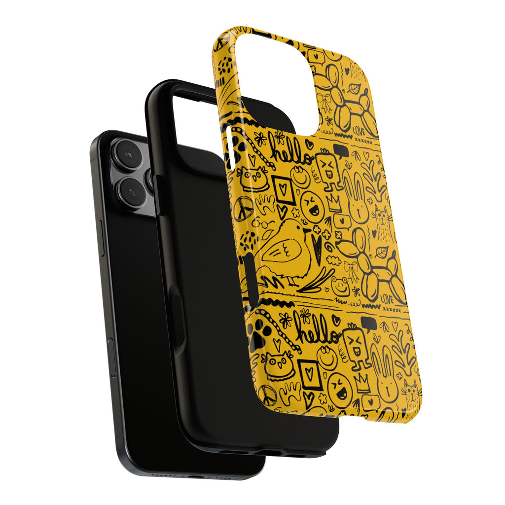 Vibrant Phone Case, Cute Yellow Floral iPhone Cover, Stylish Tough Case, Fun Phone Accessory, Perfect Gift for Teens