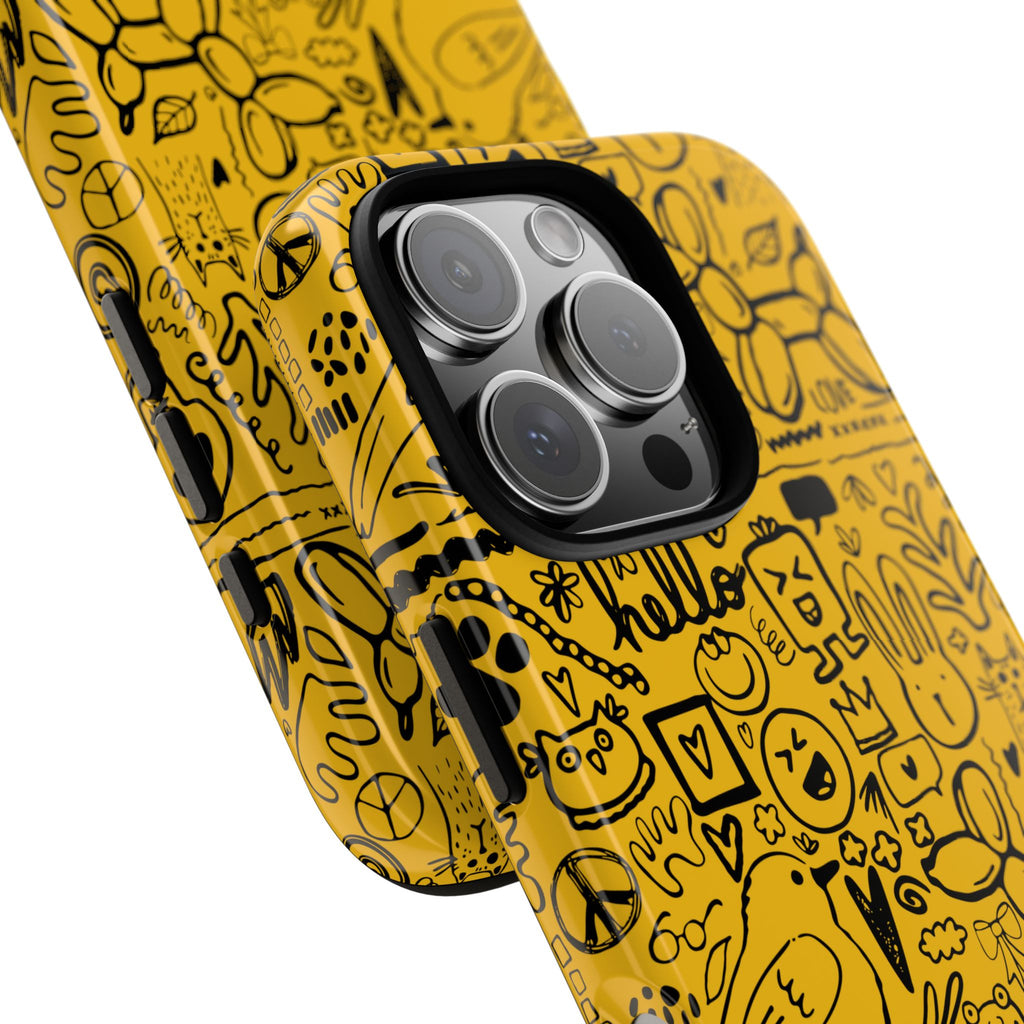 Vibrant Phone Case, Cute Yellow Floral iPhone Cover, Stylish Tough Case, Fun Phone Accessory, Perfect Gift for Teens