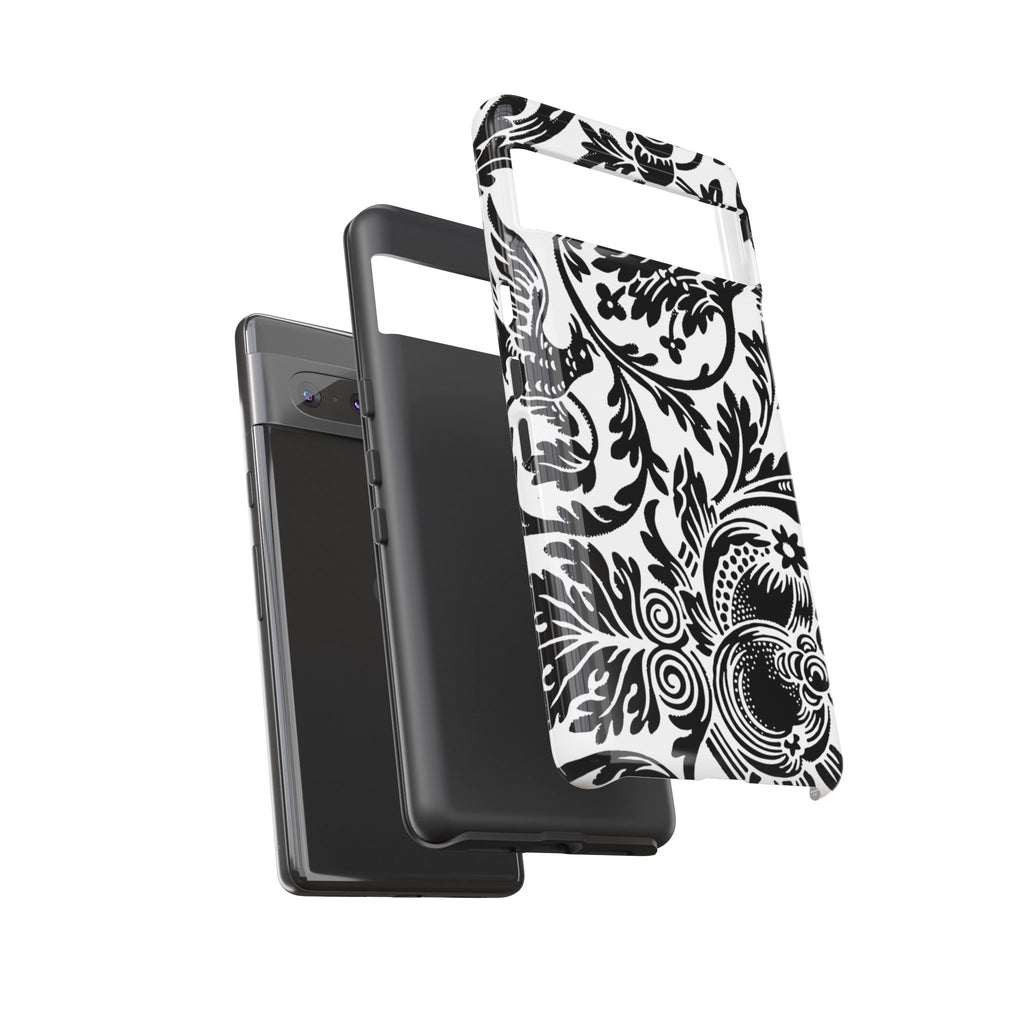 Elegant Black Floral Phone Case, Tough Cases, Stylish Phone Protection, Gift for Her, Floral Design, Trendy Accessories