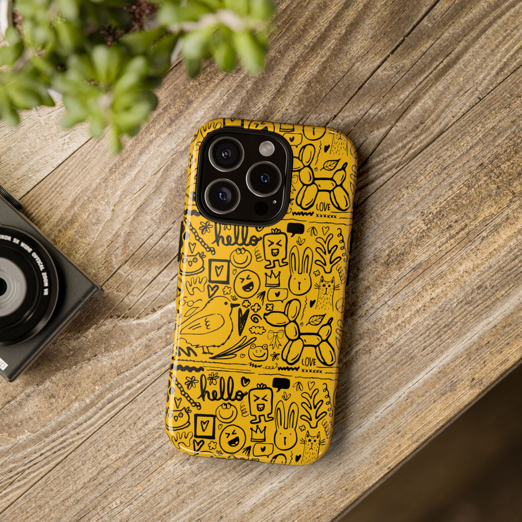 Vibrant Phone Case, Cute Yellow Floral iPhone Cover, Stylish Tough Case, Fun Phone Accessory, Perfect Gift for Teens