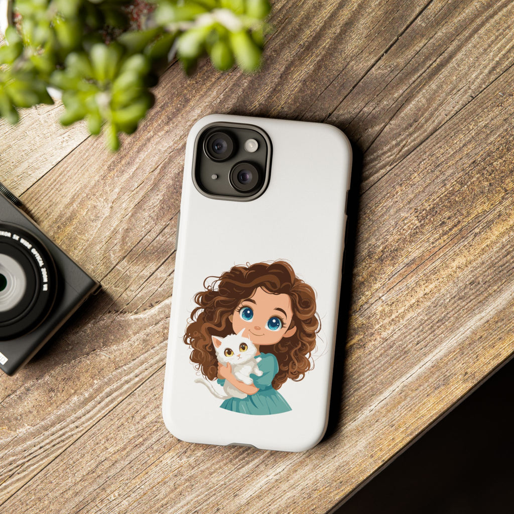 Cute Cat Lover Phone Case, Tough Phone Cover, Pet Lover Gift, Personalized Gift, Kids Phone Case, Animal Lover Accessories