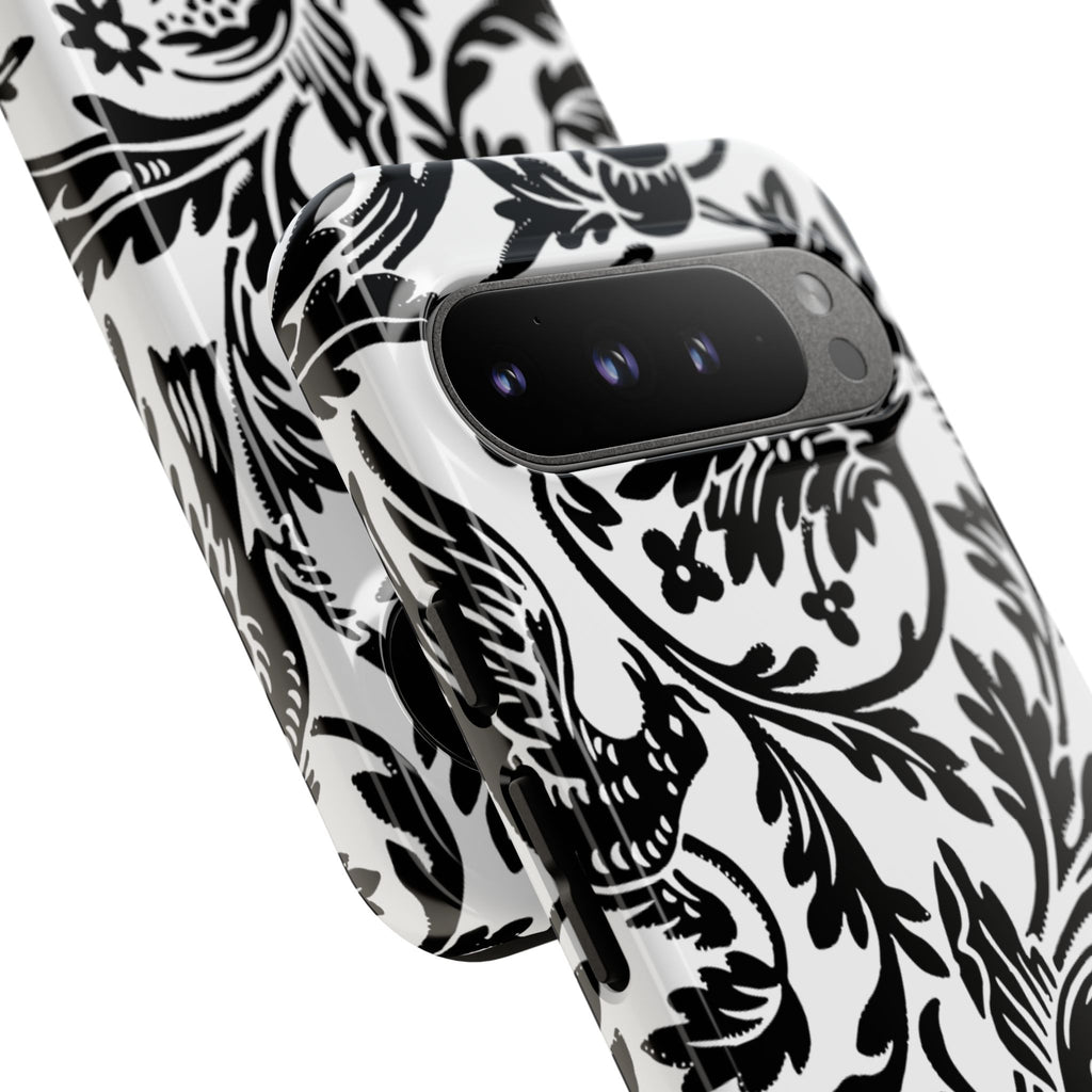 Elegant Black Floral Phone Case, Tough Cases, Stylish Phone Protection, Gift for Her, Floral Design, Trendy Accessories