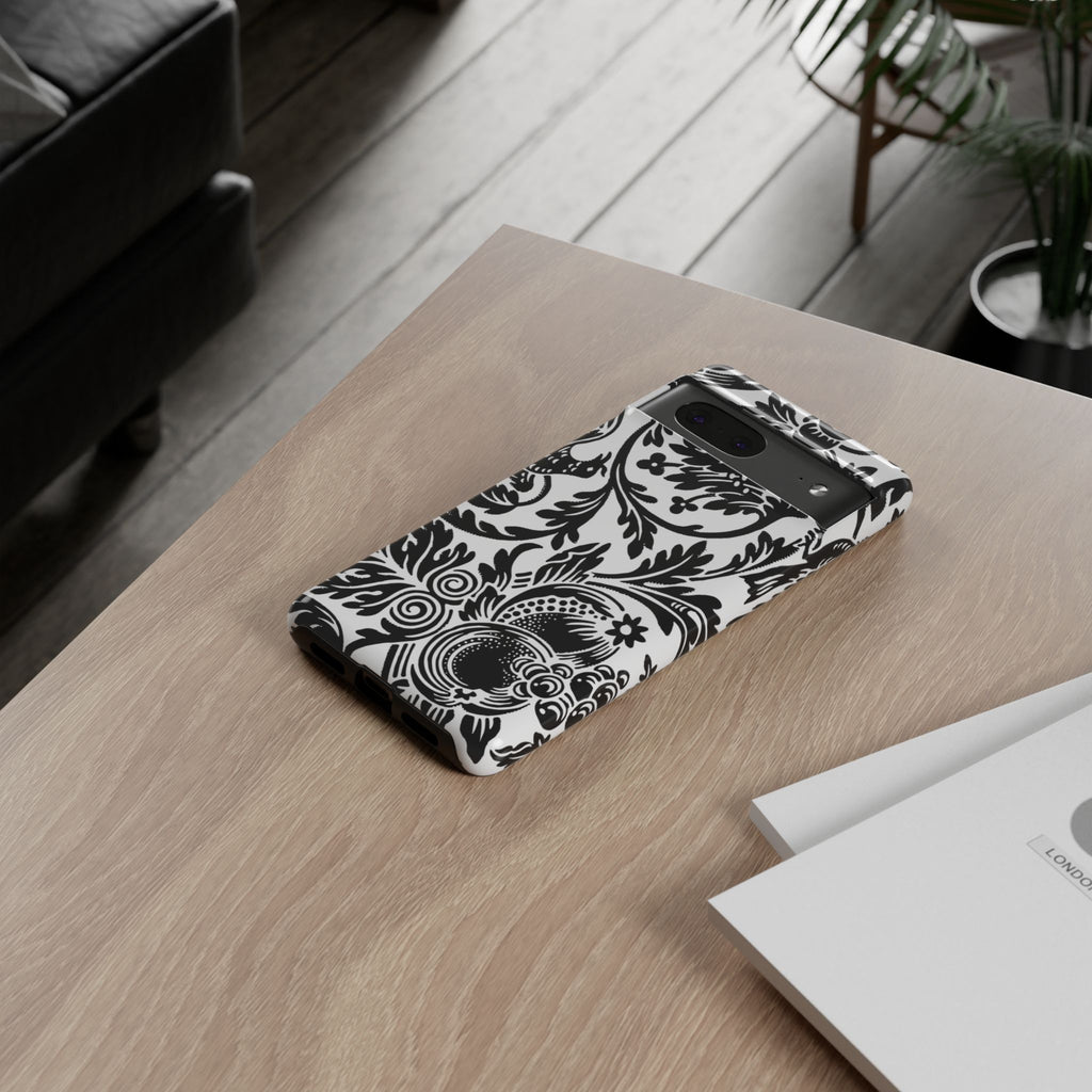 Elegant Black Floral Phone Case, Tough Cases, Stylish Phone Protection, Gift for Her, Floral Design, Trendy Accessories