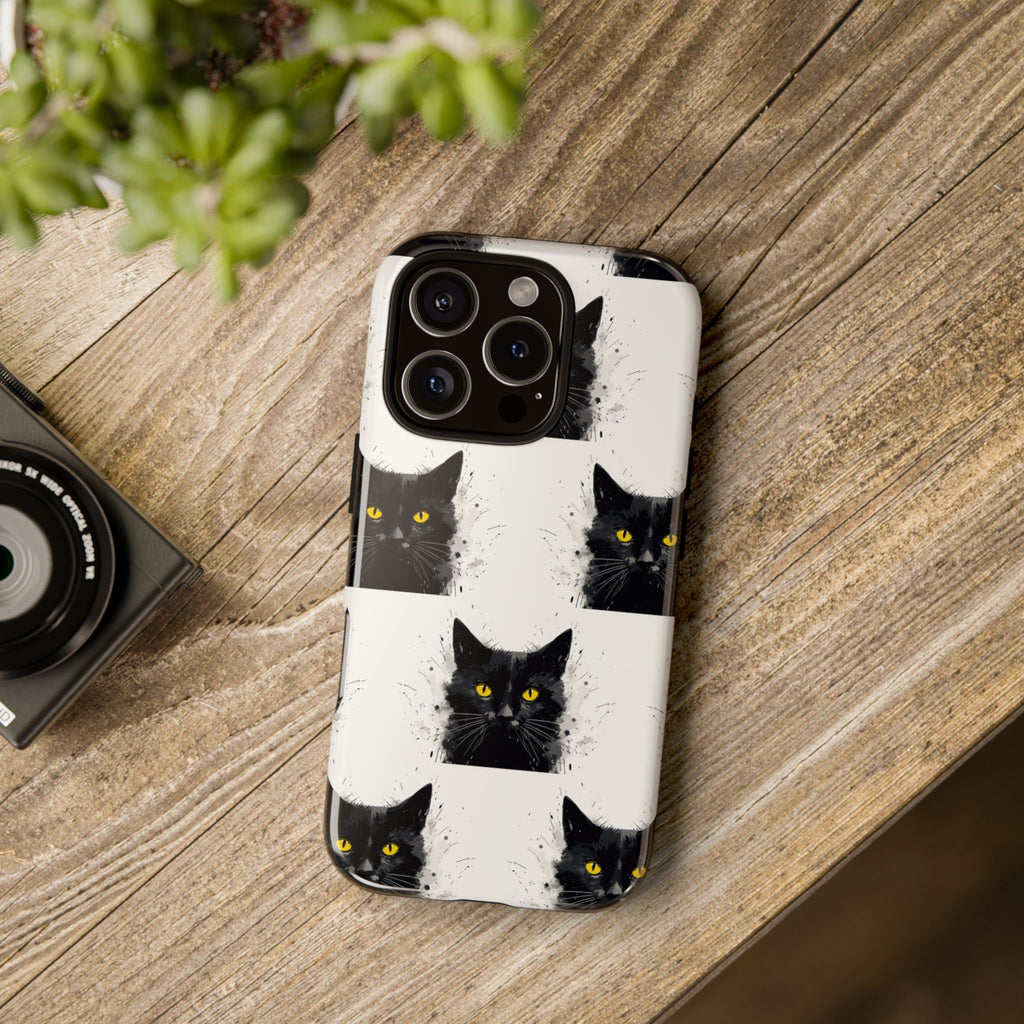 Black Cat Phone Case, Tough Cases, Cat Lover Gift, Unique Design, Halloween, Animal Accessories, Custom Phone Cover