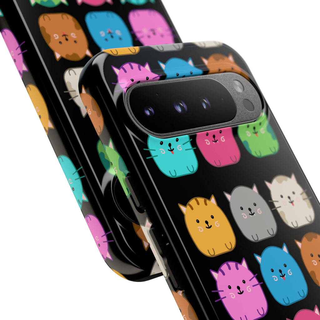 Cute Cat Phone Case, Kawaii Animal Lover Gift, Tough Phone Cover for Kids and Adults, Fun Cat Designs for Birthdays, Pet Lovers