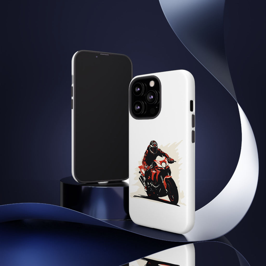Motorcycle Phone Case, Tough Cases for Riders, Biker Accessory, Gifts for Motorcyclists, Red Bike Design