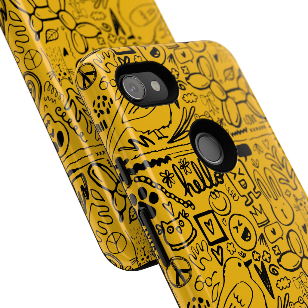 Vibrant Phone Case, Cute Yellow Floral iPhone Cover, Stylish Tough Case, Fun Phone Accessory, Perfect Gift for Teens