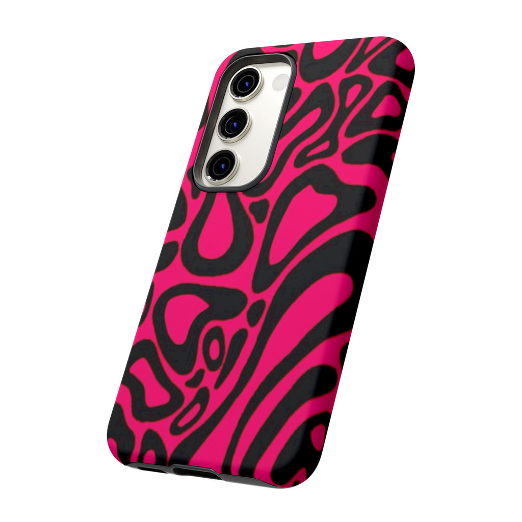 Bold Pink Patterned Phone Case, Stylish Tough Case, Trendy Accessory, Gift for Her, Tech Protection