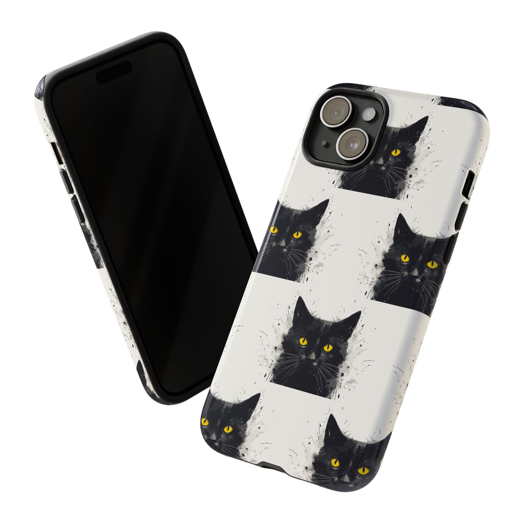 Black Cat Phone Case, Tough Cases, Cat Lover Gift, Unique Design, Halloween, Animal Accessories, Custom Phone Cover