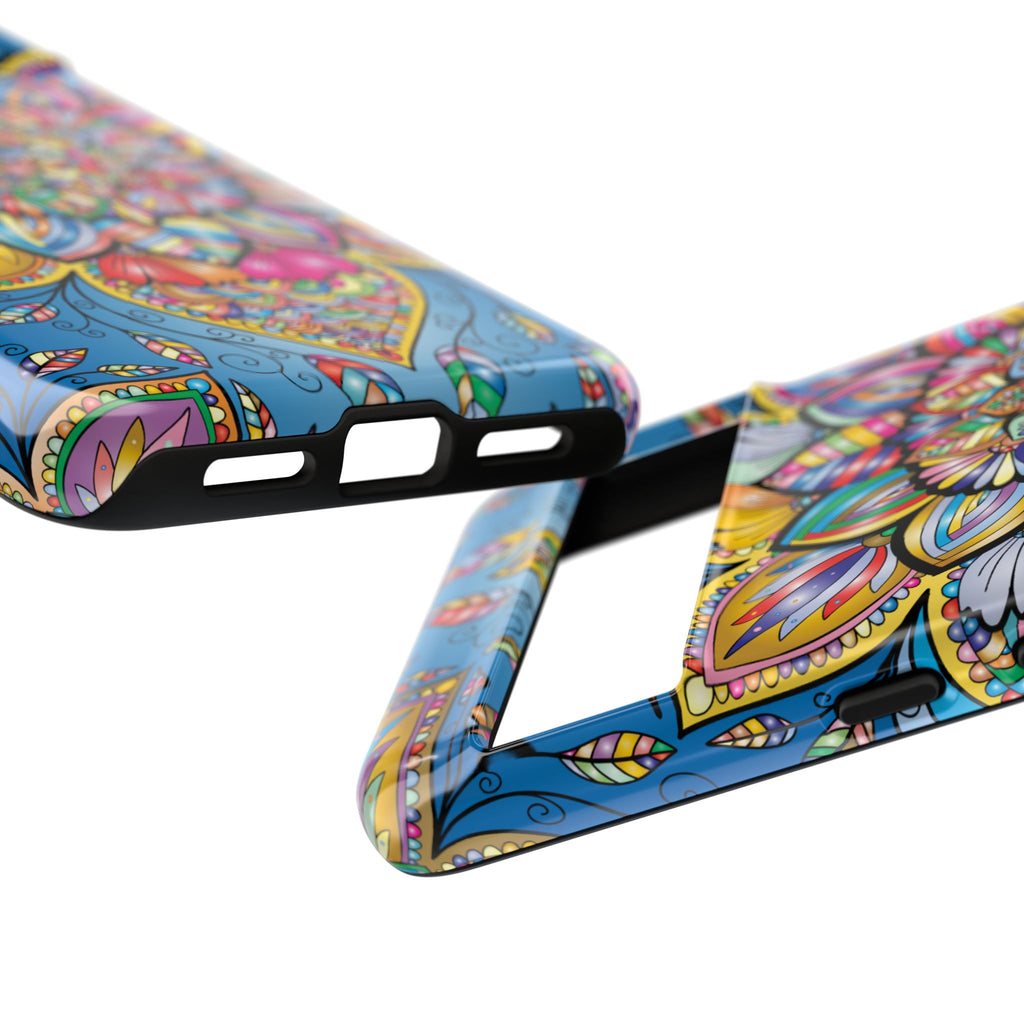 Vibrant Floral Phone Case, Tough Phone Cover, Colorful Mobile Accessory, Artistic Gift, Mandala Design, Everyday Use
