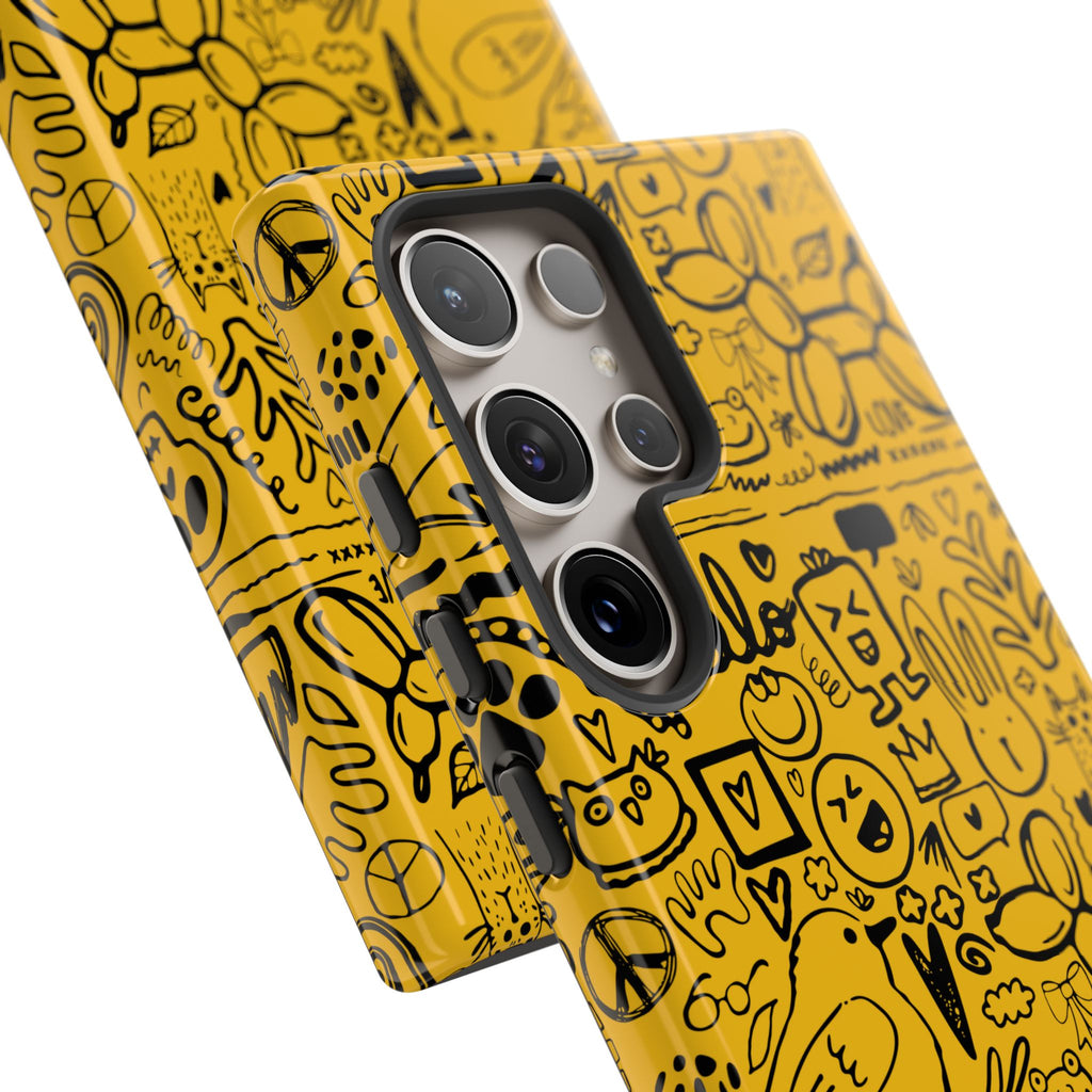Vibrant Phone Case, Cute Yellow Floral iPhone Cover, Stylish Tough Case, Fun Phone Accessory, Perfect Gift for Teens