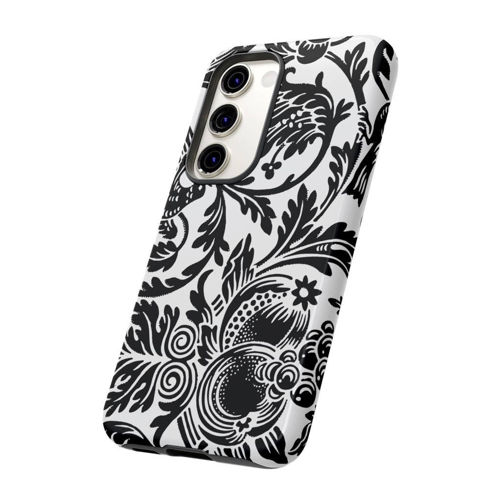 Elegant Black Floral Phone Case, Tough Cases, Stylish Phone Protection, Gift for Her, Floral Design, Trendy Accessories