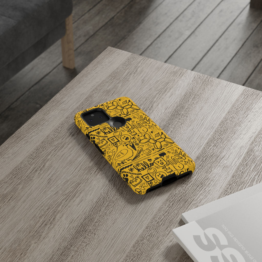 Vibrant Phone Case, Cute Yellow Floral iPhone Cover, Stylish Tough Case, Fun Phone Accessory, Perfect Gift for Teens
