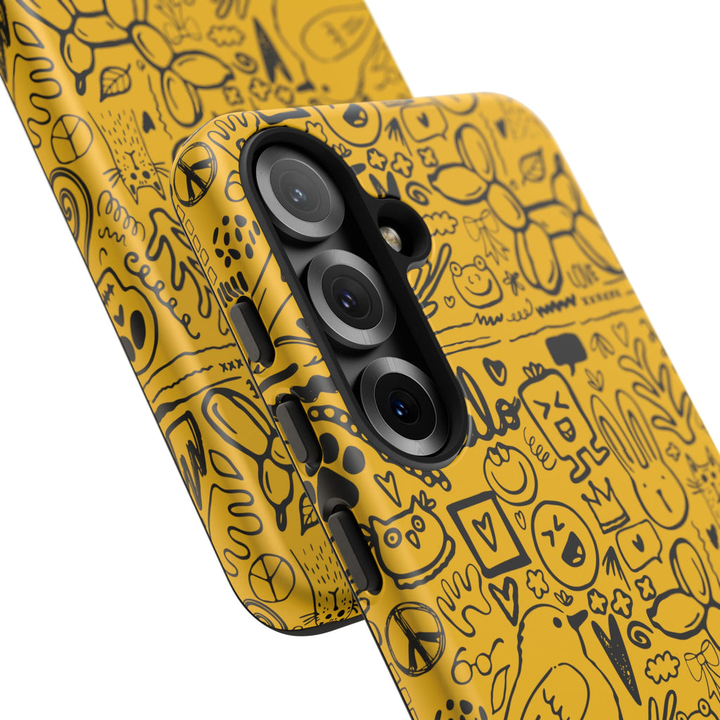 Vibrant Phone Case, Cute Yellow Floral iPhone Cover, Stylish Tough Case, Fun Phone Accessory, Perfect Gift for Teens