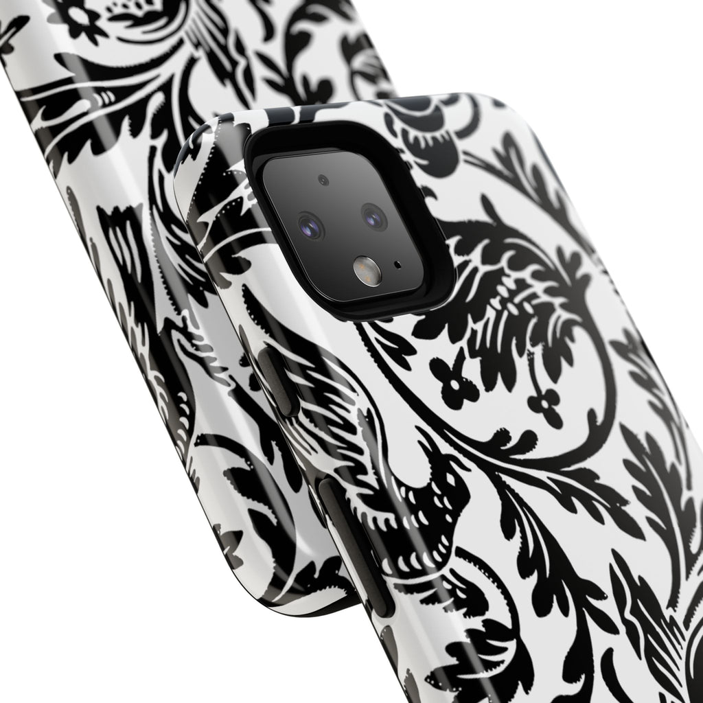 Elegant Black Floral Phone Case, Tough Cases, Stylish Phone Protection, Gift for Her, Floral Design, Trendy Accessories