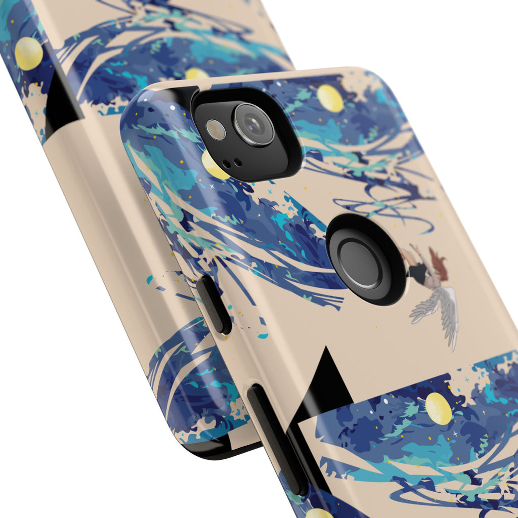 Artistic Phone Case with Abstract Design, Vivid Blue Waves and Fish, Stylish Phone Accessory, Unique Gift Idea, Trendy Tech Decor, [...]
