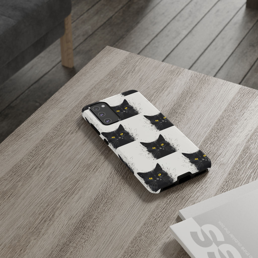 Black Cat Phone Case, Tough Cases, Cat Lover Gift, Unique Design, Halloween, Animal Accessories, Custom Phone Cover