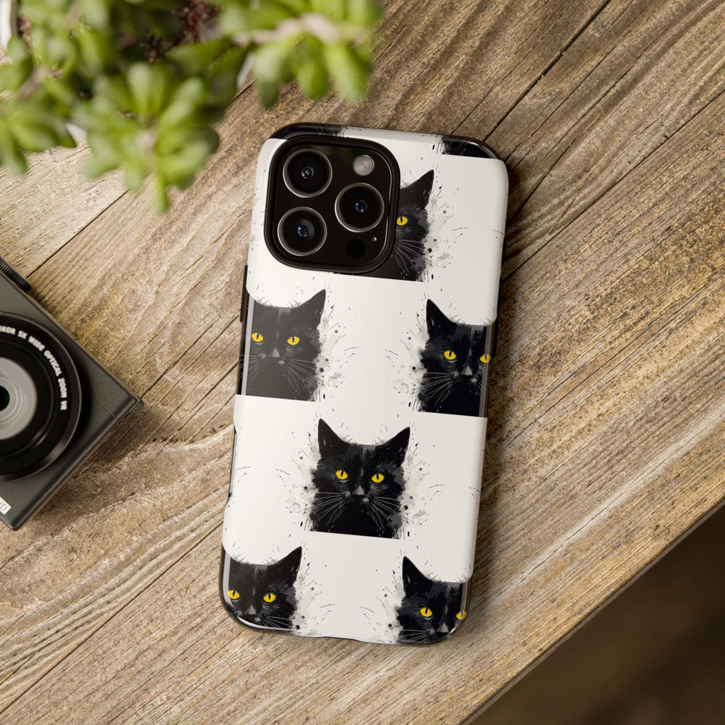 Black Cat Phone Case, Tough Cases, Cat Lover Gift, Unique Design, Halloween, Animal Accessories, Custom Phone Cover