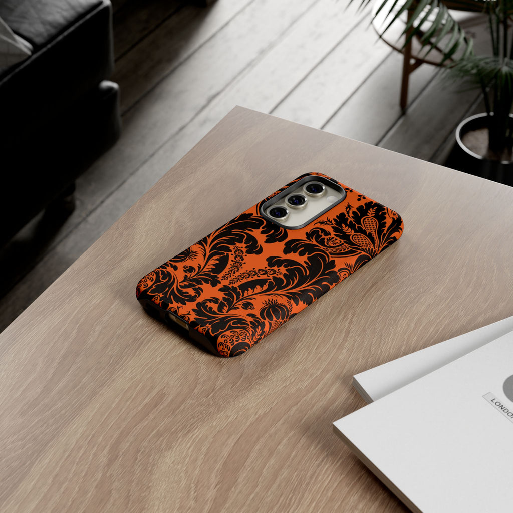 Elegant Phone Case with Orange Floral Design | Tough Cases, Smartphone Cover, Gift for Her, Floral Patterns, Stylish Accessories