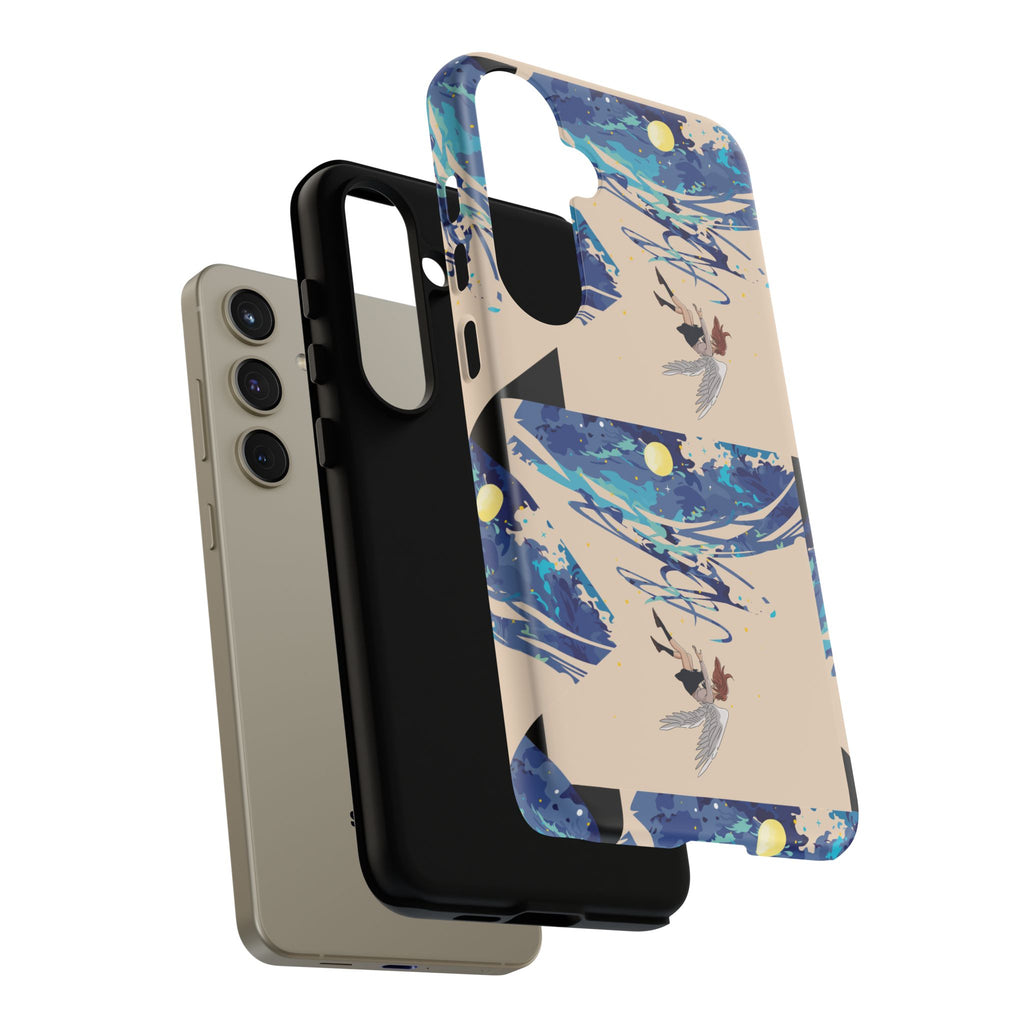 Artistic Phone Case with Abstract Design, Vivid Blue Waves and Fish, Stylish Phone Accessory, Unique Gift Idea, Trendy Tech Decor, [...]