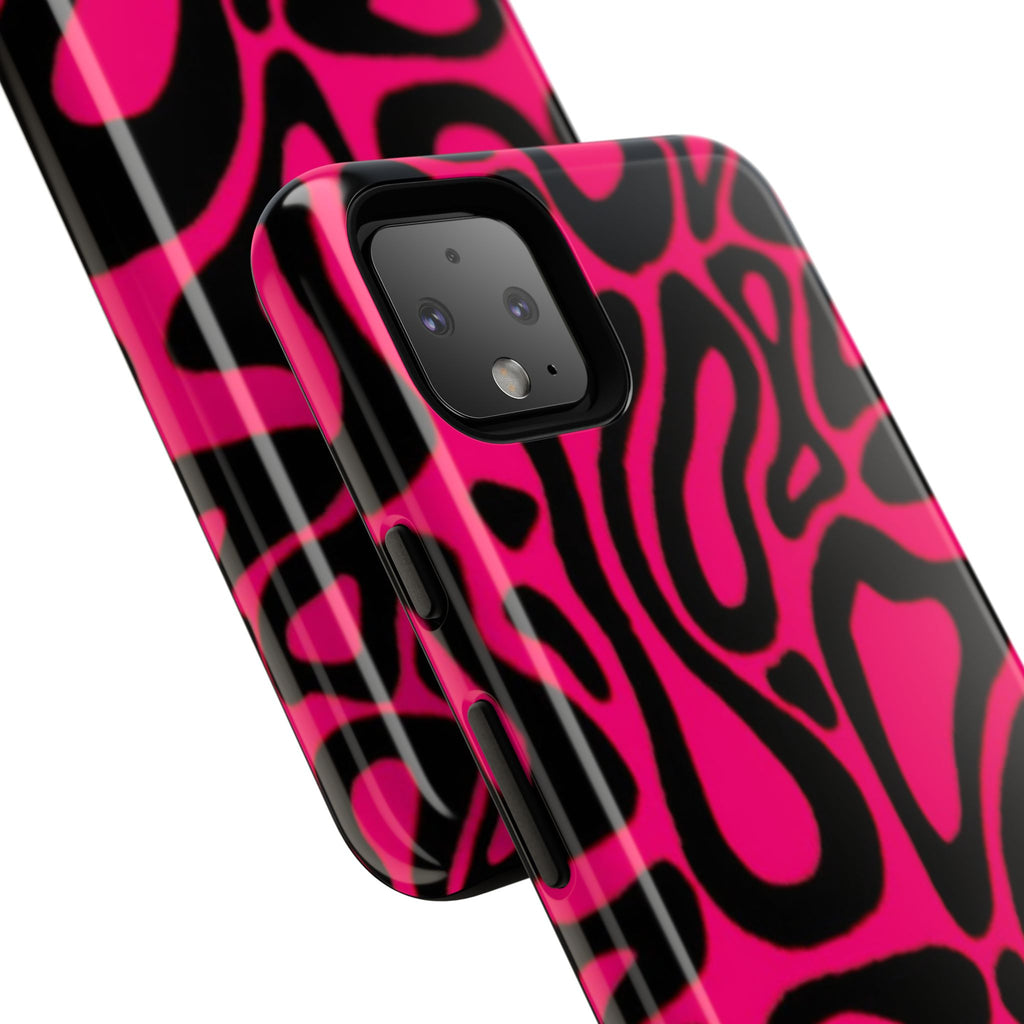 Bold Pink Patterned Phone Case, Stylish Tough Case, Trendy Accessory, Gift for Her, Tech Protection