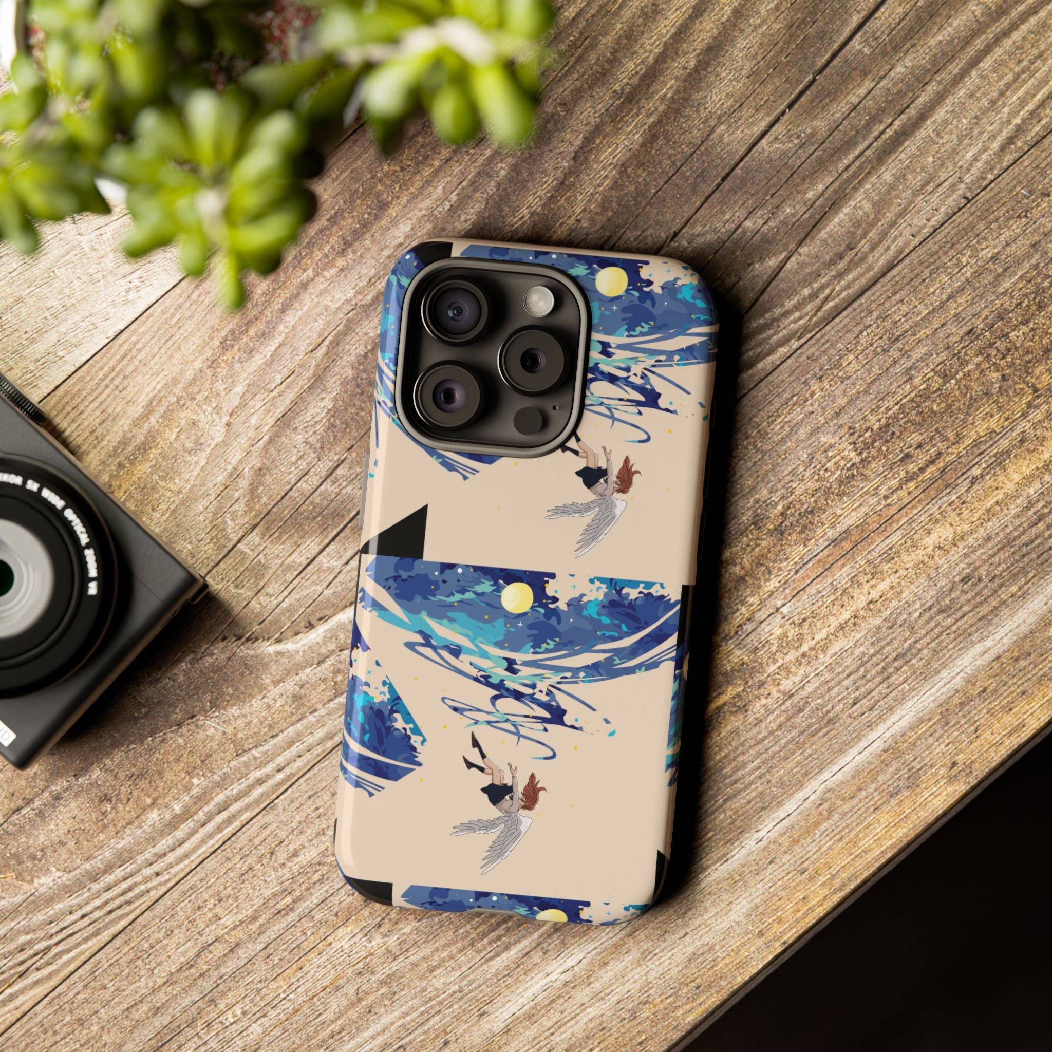 Artistic Phone Case with Abstract Design, Vivid Blue Waves and Fish, Stylish Phone Accessory, Unique Gift Idea, Trendy Tech Decor, [...]